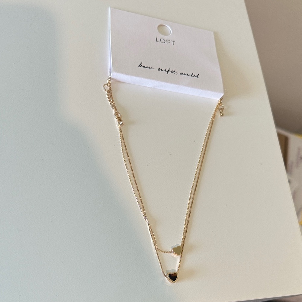 LOFT Delicate Double Heart Necklace